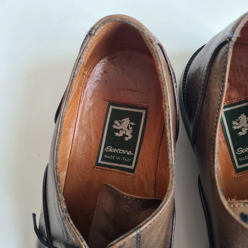 Saxone Leather Brown Shoes Made In Italy Men’s Size UK 8 EU 42 - Picture 7 of 14