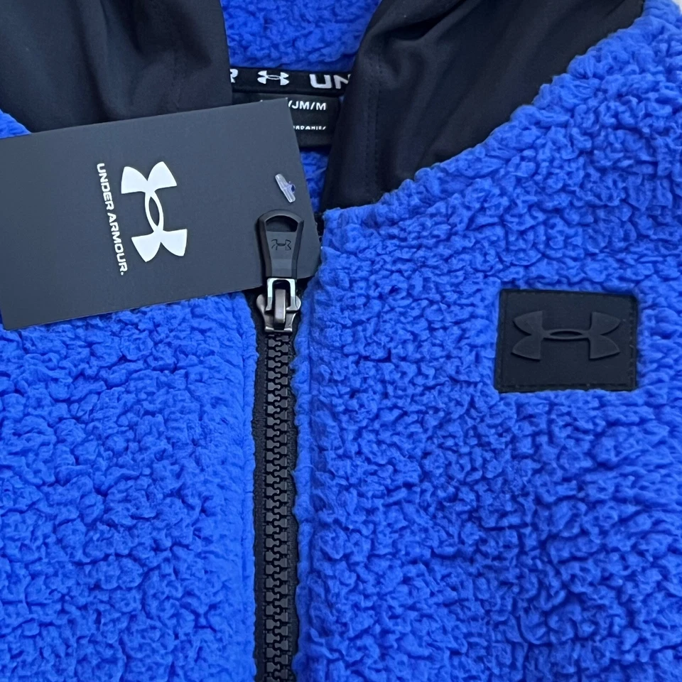 Under Armour UA Girls Medium Youth Loose Fleece Cozy Fur Zip-Up Jacket Hoodie - Image 3 of 4