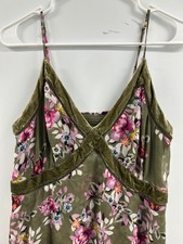 Y2K White House Black Market Floral Velvet Trim Midi Dress Size 14 Boho Fairy