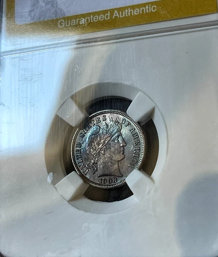 1908 D Slabbed High Grade MS Barber Dime Uncirculated Beautifully Toned