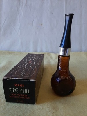Vintage Avon Pipe Shaped Glass Bottle Tai Winds After Shave -  1/3 full