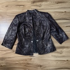 Dressbarn Collection Metallic Brocade Evening Jacket Rhinestone Clasp Sz 6