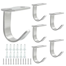  6 Pack Screw Mounted Ceiling Hooks, Heavy Duty Under-Shelf 6 Pieces Silver