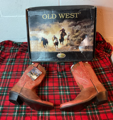 Women s Old West Tan & Brown Cowboy Boots NEW WITH TAGS & Box Size 6.5