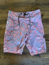 Volcom Boy's Teens Pink Gray Mod-tech Boardshorts Swim Swimwear Size 26