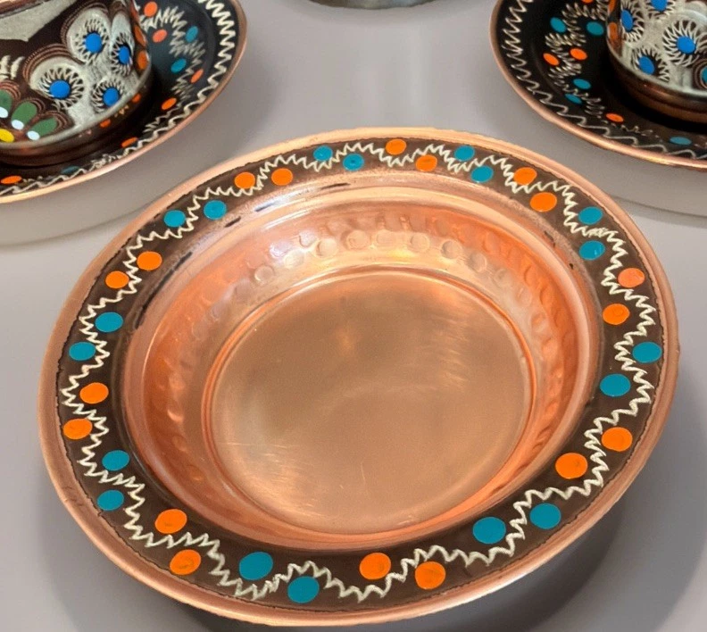 Traditional Turkish Coffee Set Hand-Painted With Cups, Saucers, Pot, And Dish - Image 2 of 4