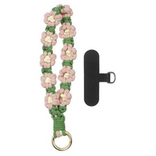 Boho Macrame Keychain Boho Wrist Keychain with T-shaped Pad, Green Yellow