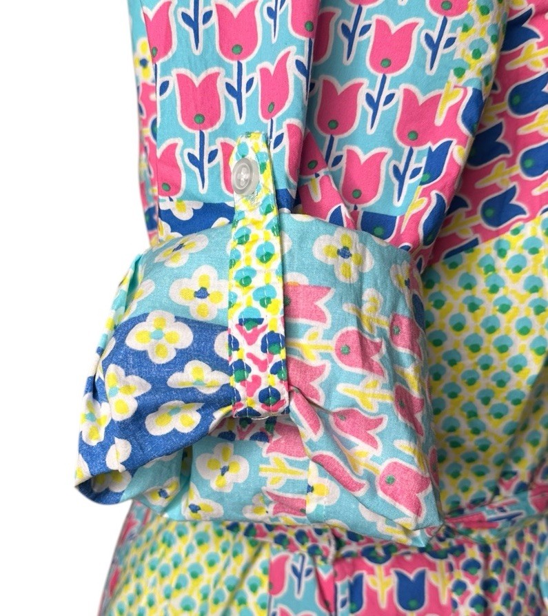 Talbots Island Patchwork Floral Print Belted Shir… - image 11