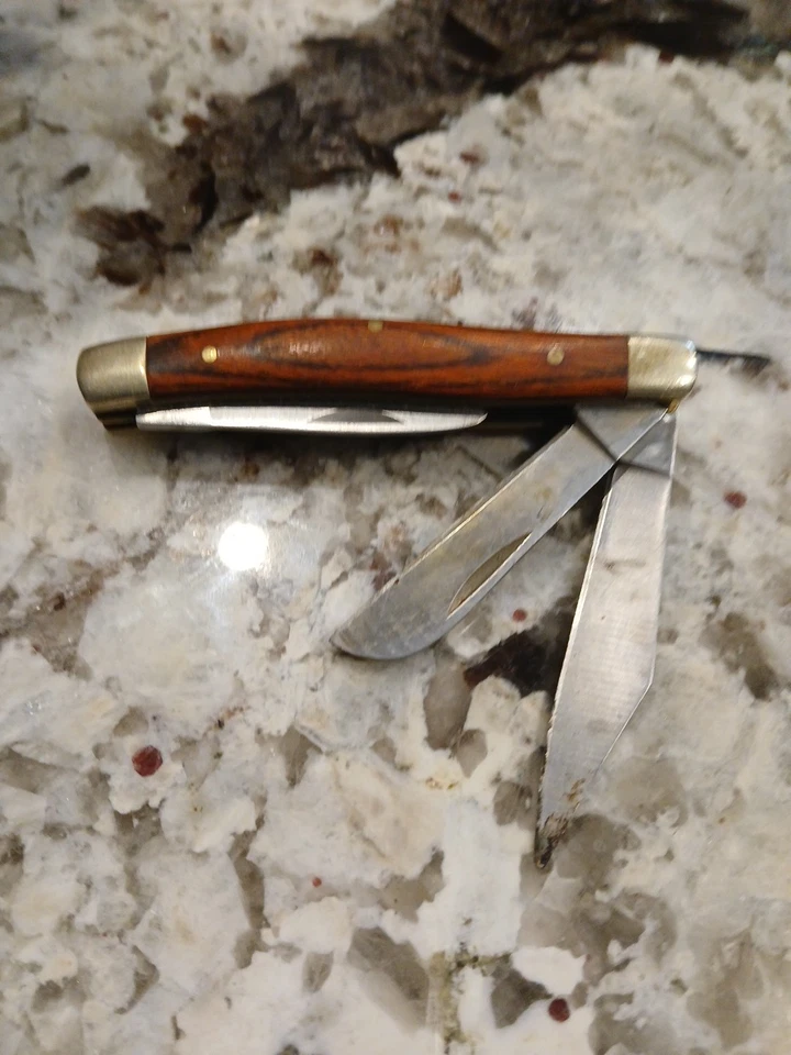 SHEFFIELD 3 Blade POCKET KNIFE SS Wood Handle Vtg ENGLAND 3.25" Bonus Two Extra - Image 2 of 4