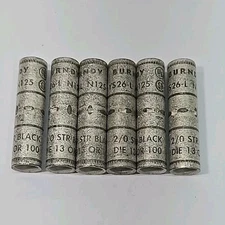 Lot of 6 - Burndy YS26-L N125 Compression Butt Splices 2/0 STR Black Die, 2.25"