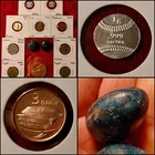 LOT .999 SILVER 2x1g | World Coin Mix, Medal | Blue Apatite Stones FREE SHIP