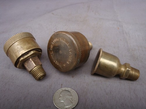 Vintage Lunkenheimer Tiger No.1 And Powell Mogul No.0 Brass Grease Cup Lot