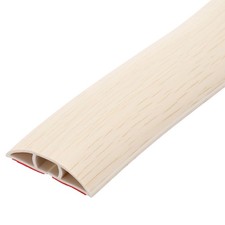 10ft Floor Cord Cover, Self Adhesive 0.47" W x 0.3" H, White Wood
