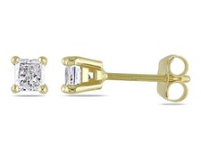 Princess Cut Diamond Solitaire Stud Earrings 1/2 Carat Clarity I1-I2 Color H-I