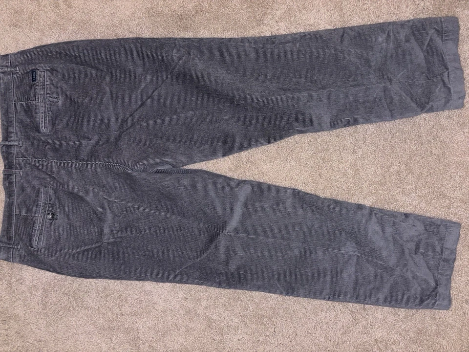 Calça Izod Masculina 32x32 Compatível 33x32 Veludo Perna Reta Cinza Escuro Casual Média - Imagem 4 de 4