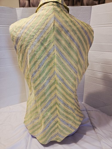 Ravel Sz L Green Yellow Vest Style Blouse Sleeveless Top Silk Vacation Travel - Picture 4 of 10
