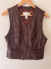 Liz Claiborne Vintage Chocolate Brown Leather Vest 8P