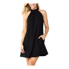 Nine West Mock Neck Swing Dress Black Plus Size XXL Sleeveless Classic