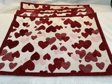 Red Pink Love Hearts Placemats Set of 4, Celebrate Happy Valentine's DayTogether
