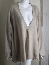 as is 1 repair j.jill Sz 3X Beige V-Neck 100% CASHMERE Tunic Sweater Flowing