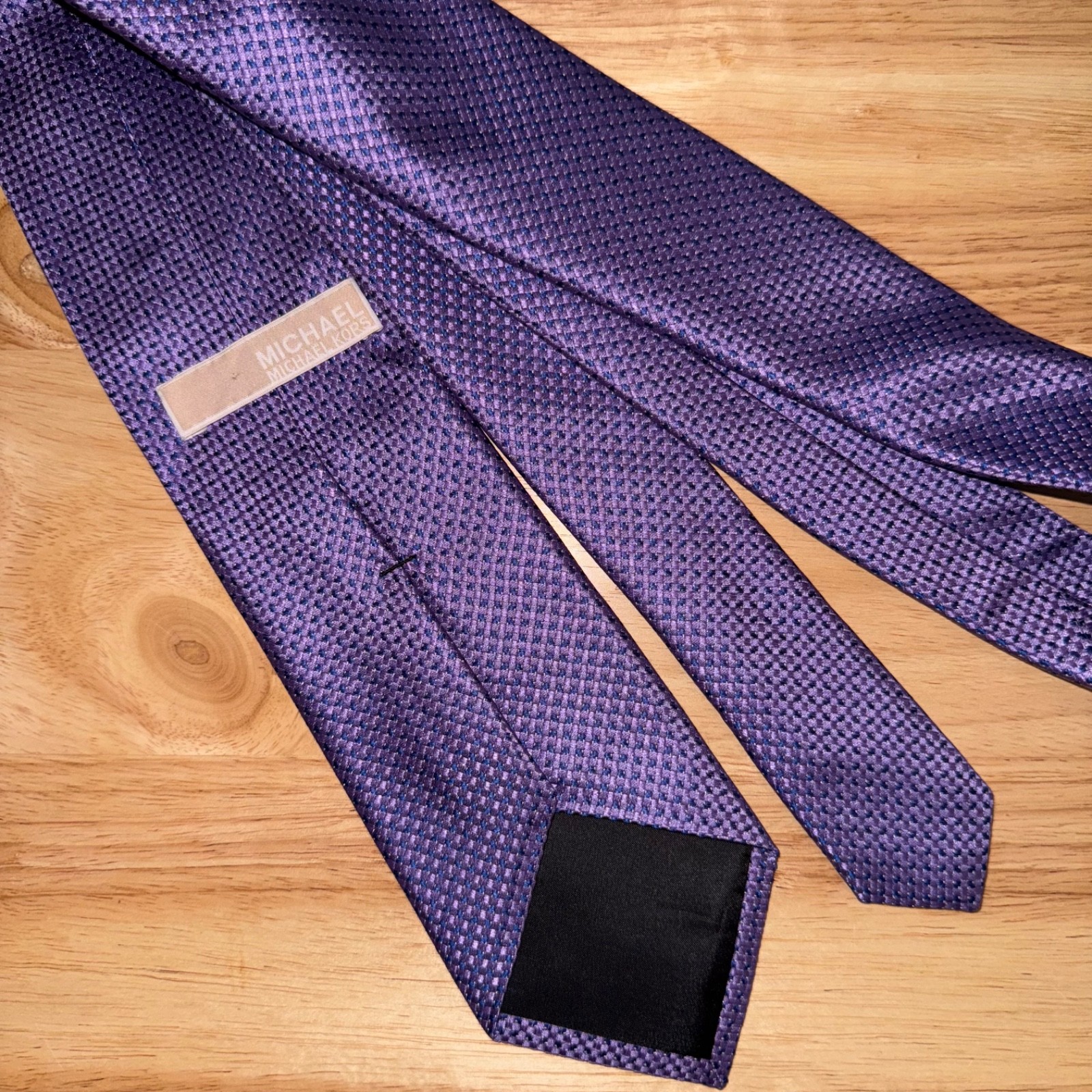 Michael Kors Textured Tie 100% Silk Neck Purple Preppy Casual thumbnail 3