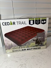 Cedar Trail Queen Size Air Mattress w/ Air Pump Travel Bag Red Indoor Outdoor