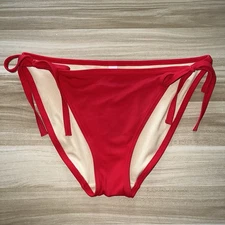 Victoria's Secret Medium Red String Bikini Bottoms Side Tie Swim Separates Beach