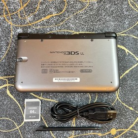 Nintendo 3DS XL Silver Console Multi-Region Cartridge Support 64GB SD Stylus VG