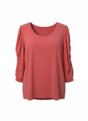 Erin London Women Plus Size 1X Top Shirt 3/4 Sleeves Pink