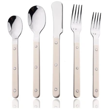 Silverware Flatware Set 20 Pieces Stainless Steel With Rivet Retro Cutlery Se...