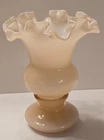 Vintage Fenton Pink Overlay Vase Shape 4517 Ruffled Top 6.25"