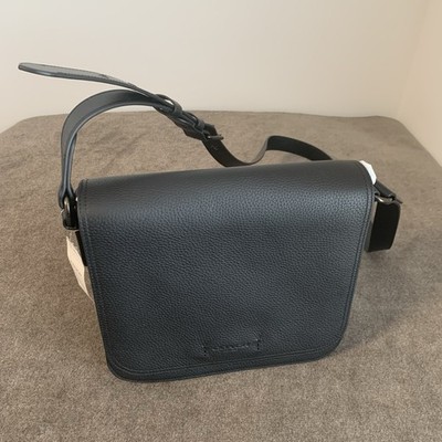 Coach Gotham Messenger 27 Bag Men's Black Pebbled Leather MSRP $395