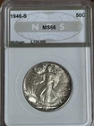 1946-S Walking Liberty Half Dollar Silver High mint State Rim toned VERY NICE!!