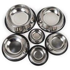 2 Pack Stainless Steel Dog Bowls with Rubber Bottom,Anti-Slip Heavy Duty Premium