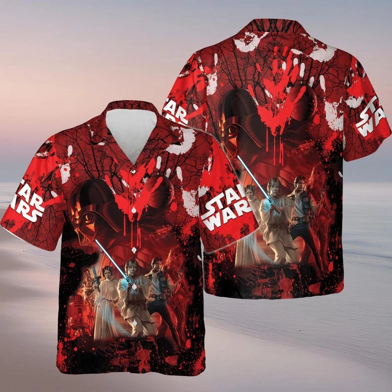 Disney Star Wars Darth Vader Stormtrooper Red Halloween Hawaiian Shirt