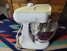 Vintage Kitchenaid Mixer Model 4C White w/ Whisk, Bowl K45 Tested Works Read
