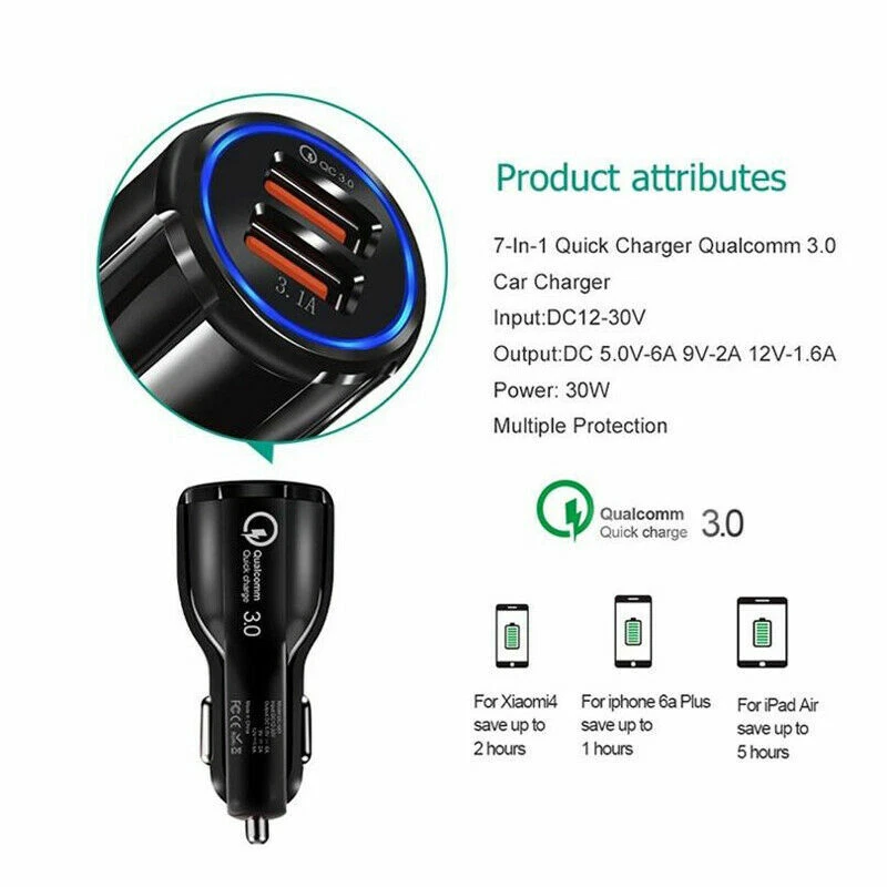 USB Car Socket Fast Mobile Phone Charger 12V Cigarette Lighter Power Adapter  - Image 4 of 4