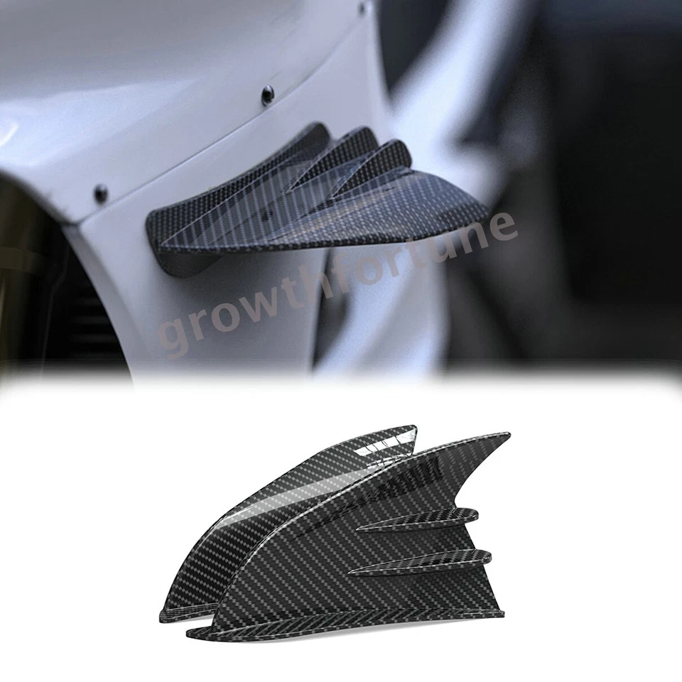 Par de calcomanías de fibra de carbono deflector de aire alerón lateral winglet para motocicleta Foto 2 de 4