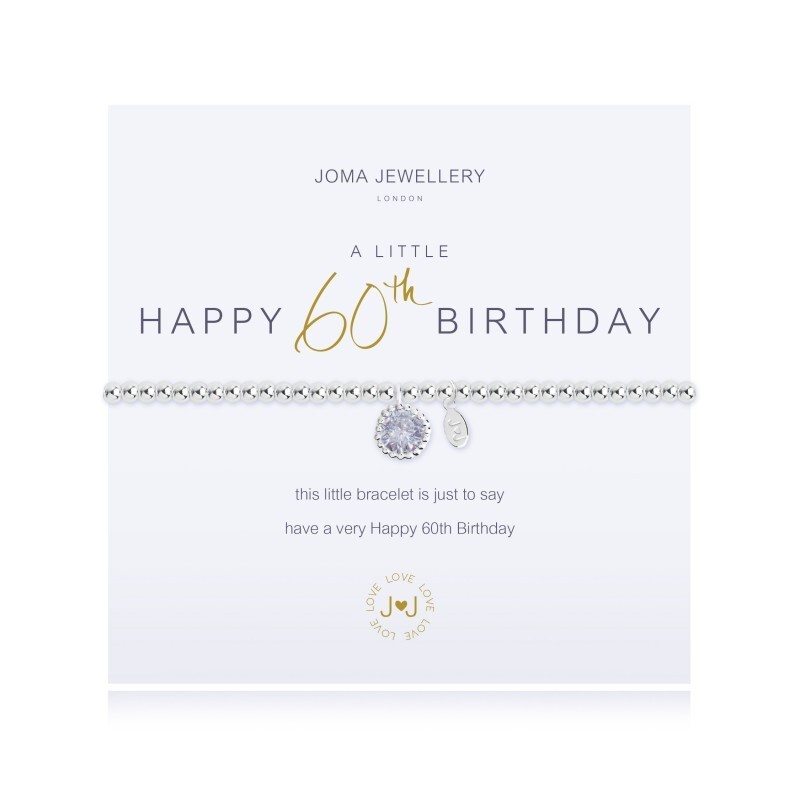 Joma Silver Plated Beaded Bracelet A Little HAPPY 60th BIRTHDAY + Gift Bag 2075