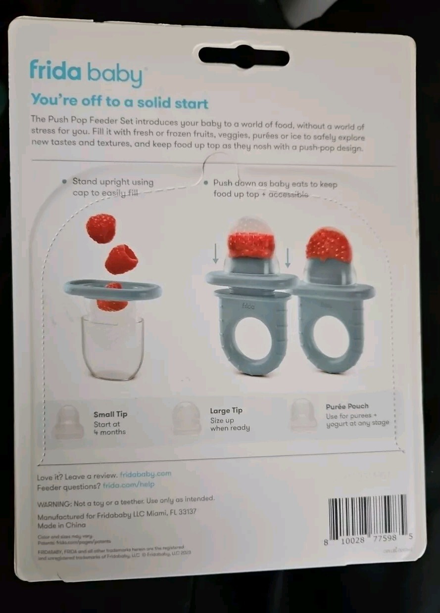 New Frida Baby Push Pop Feeder Set 4+ Months