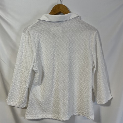 Kathy Ireland Women’s Blouse 3/4 Sleeve Textured White Size XL - Picture 8 of 16