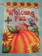 NEW Rain or Shine "WELCOME FALL" Pumpkin Autumn LARGE HOUSE FLAG