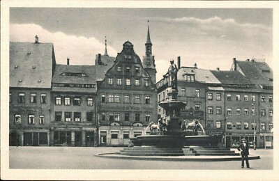 Freiberg / Sa.  Obermarkt m.Brunnendenkmal,Otto des Reichen d.Stadtgründers 