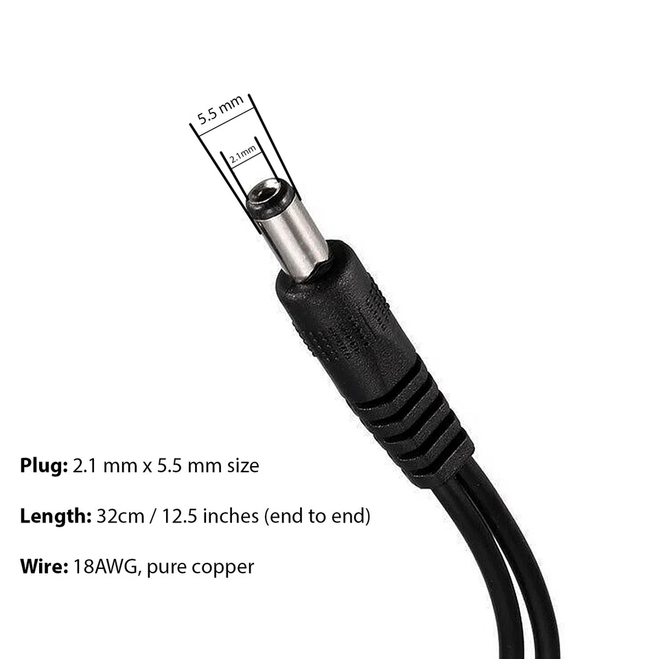 1:4/1:5/1:8 Universal DC Power Splitter Cable Cord 5.5x2.1mm 12V Multi Adapt - Image 2 of 4