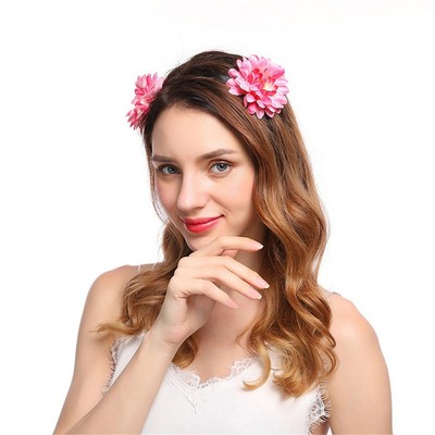New Cat Ear Fabric Chrysanthemum Flower Headband Party Wedding