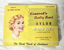 Lot Of 10 Vintage NOS Central's Quality Brand Nylon Hair Net Brown 1950s