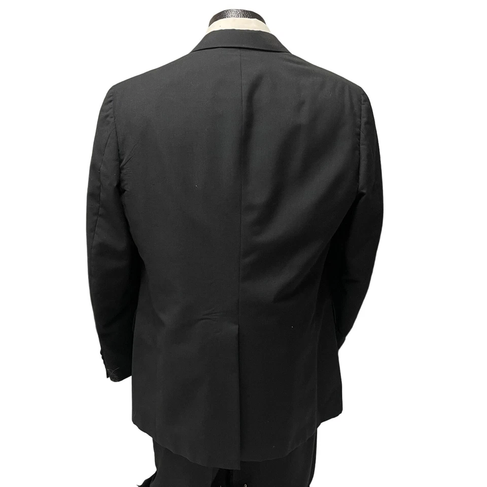 Abrigo Deportivo TUX Negro Chaps EE. UU. SATINADO Solapa Chaqueta Lana Esmoquin PROM Blazer Foto 3 de 4