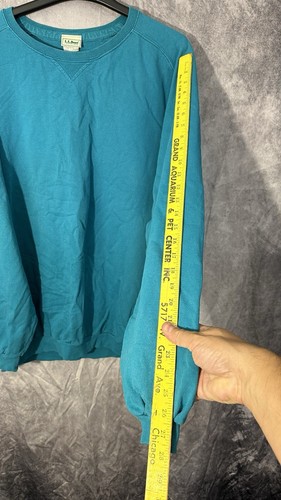 Maglione girocollo uomo LL Bean cotone taglia XL blu turchese alto pesante - Foto 11 di 12