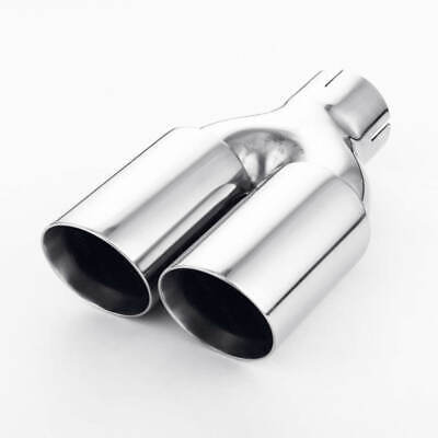 Pair Stainless Steel Exhaust Tips 2.5" Inlet 3" Out Dual Wall With 2 Clamps