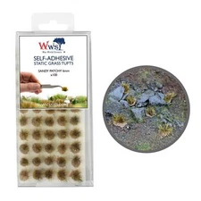 WWS Static Grass Tufts x 100 – Sandy Patchy, 6mm – Model Railway Wargame Scenery
